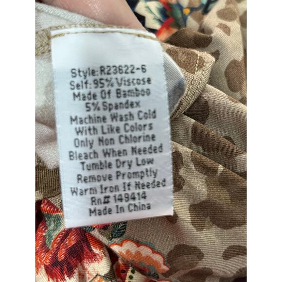 Johnny Was Astrid Bamboo Swing Tunic Blouse Small Fall Floral 3/4 Sleeve Boho - Picture 8 of 8